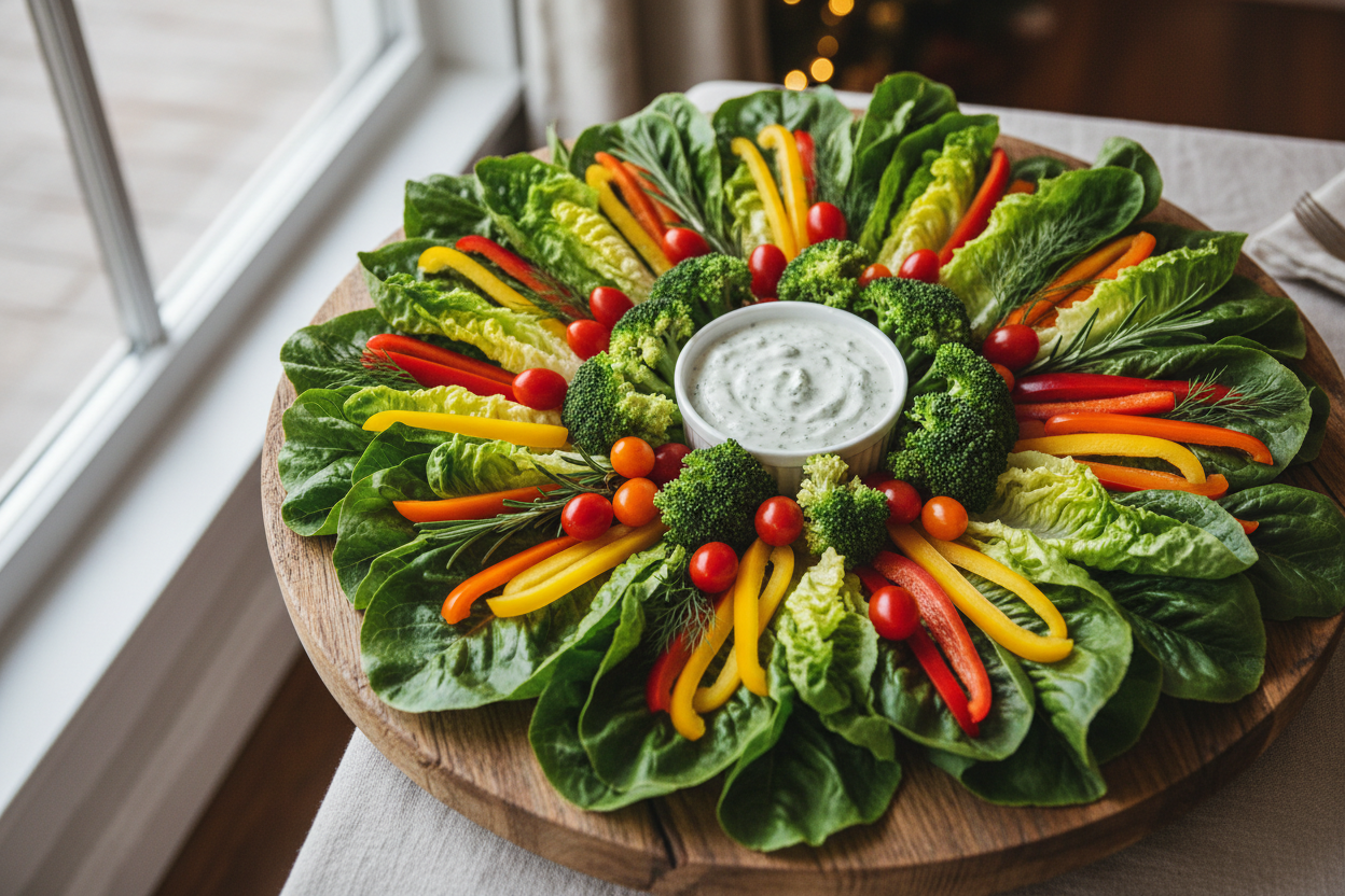 Holiday Crudités Platter with Snowman Dips preparation step 2