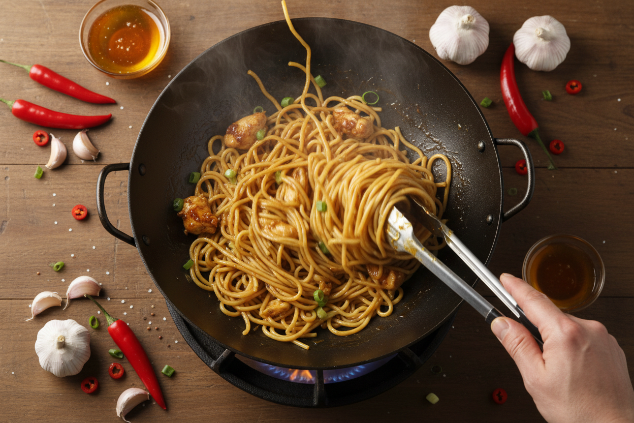 Honey Garlic Chicken Noodles preparation step 2