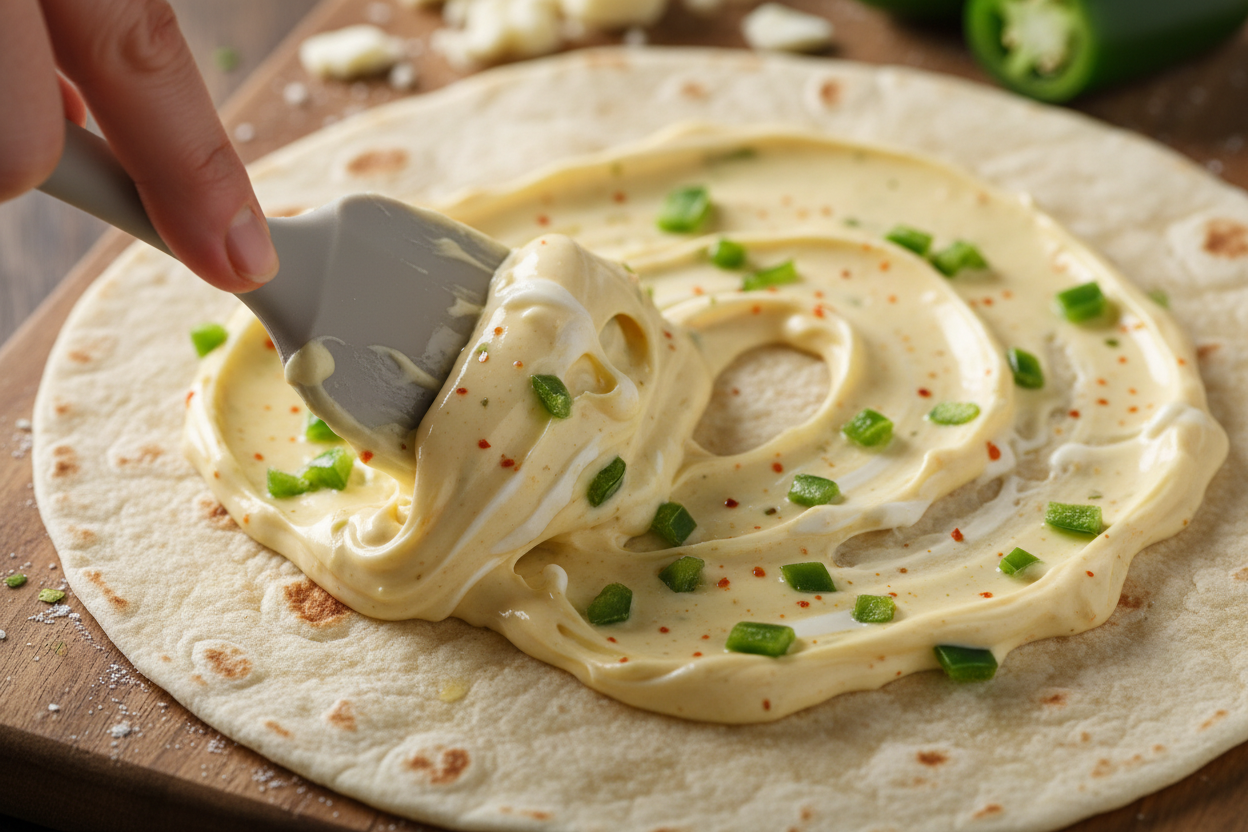 Jalapeno Popper Pinwheels with Ritz Crisp Thins preparation step 2