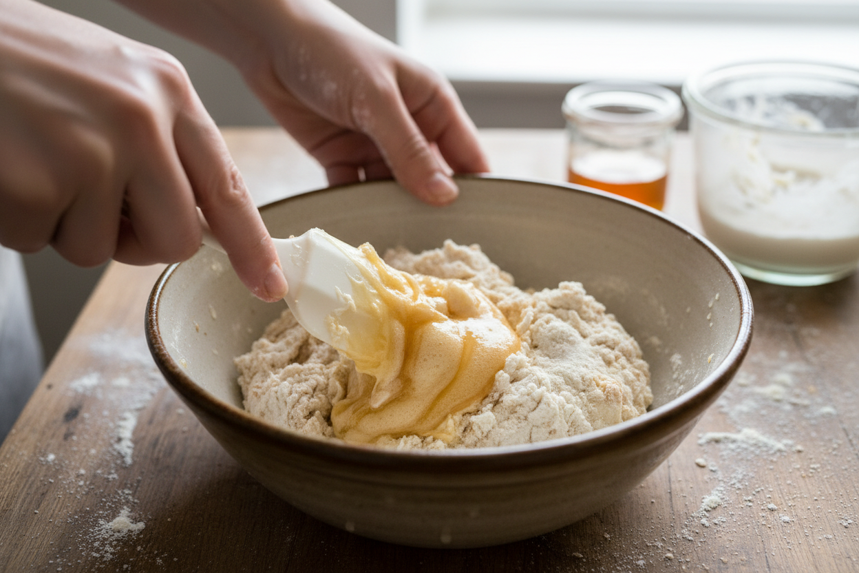 Must Try Honey Sourdough Cornbread preparation step 1