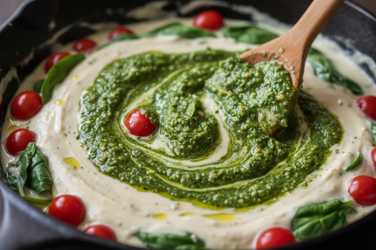 Pesto Chicken Pasta Bake preparation step 2