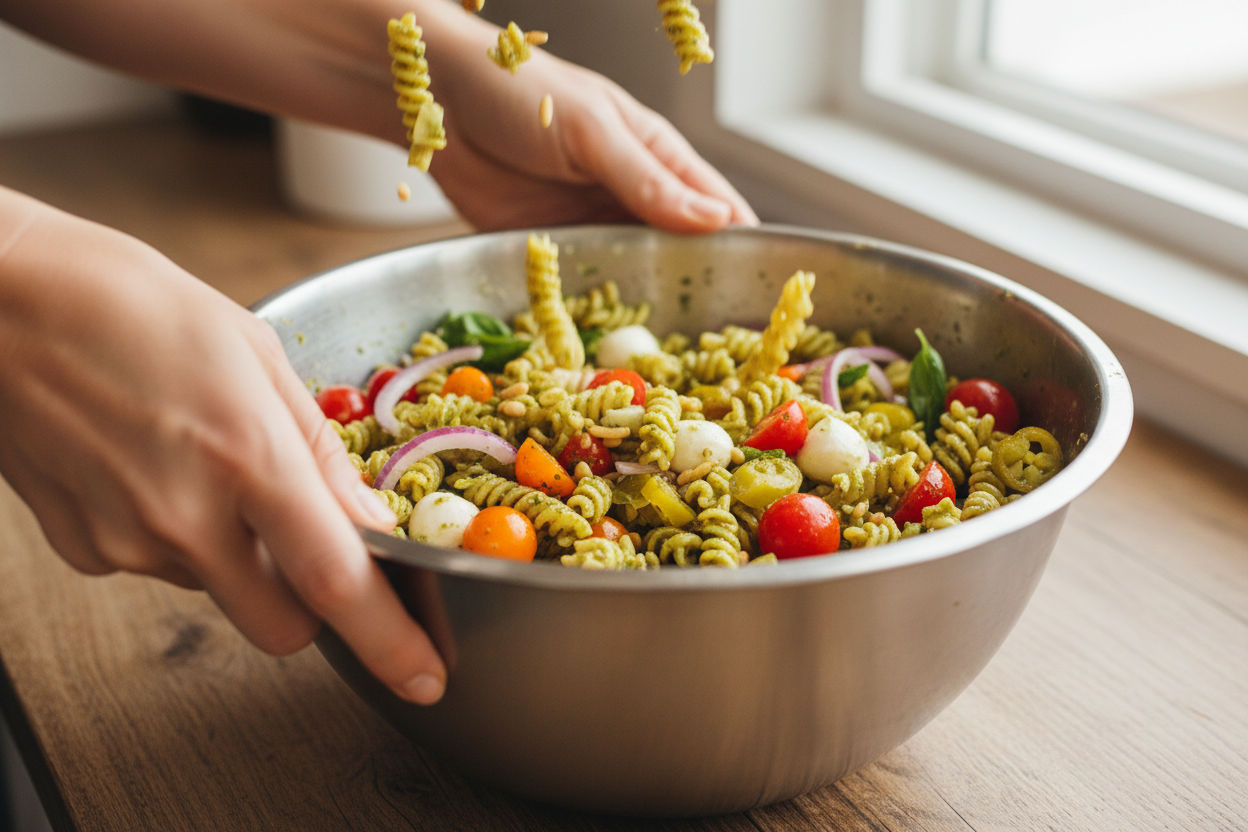 Pesto Pasta Salad preparation step 1