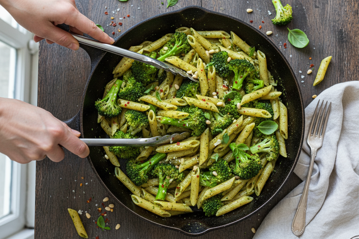 Pesto Penne with Beef Sausage and Broccoli preparation step 2