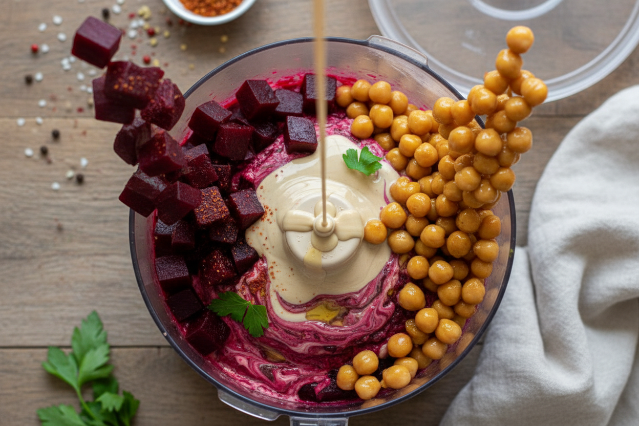 Quick Beetroot Hummus Recipe preparation step 1