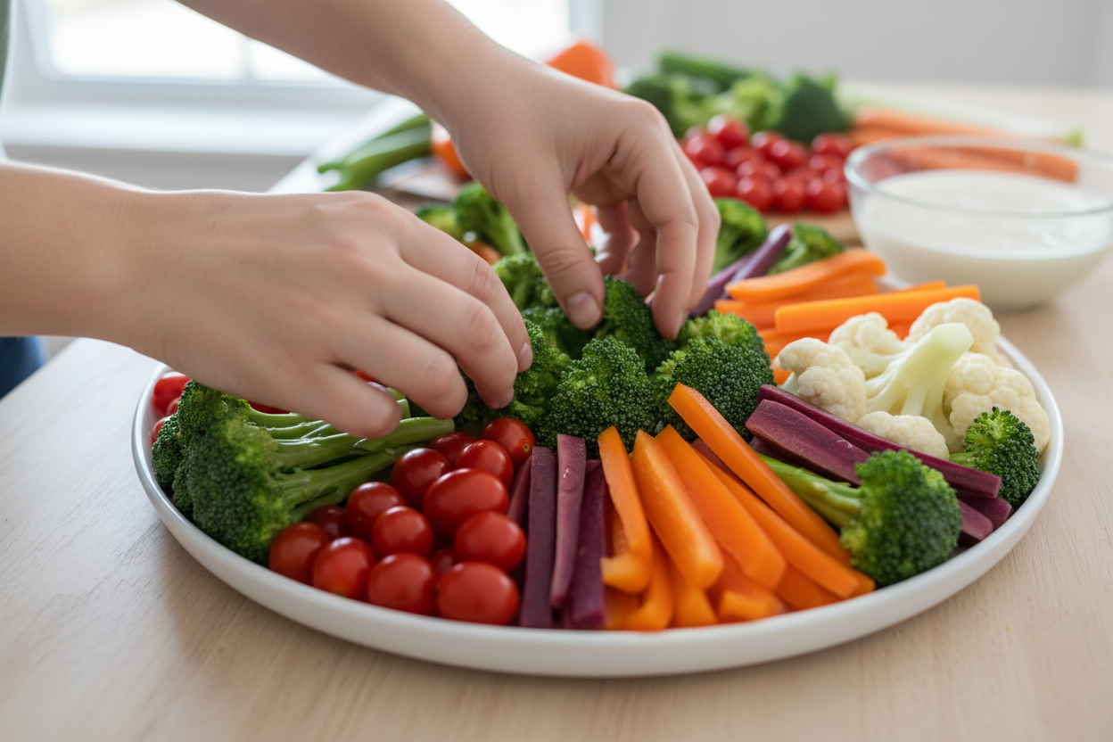 Rainbow Garden Veggie Tray preparation step 1
