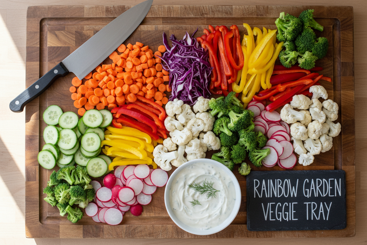 Rainbow Garden Veggie Tray preparation step 2