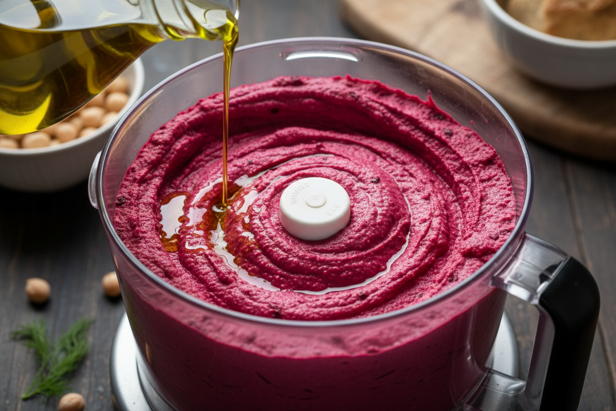 Roasted Beet Hummus Recipe: Easy Beetroot Dip (Vegan) preparation step 2