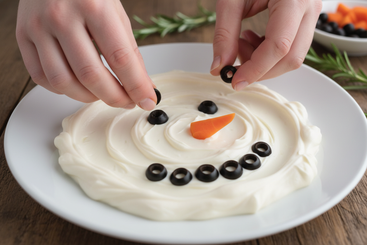 Snowman Veggie Board preparation step 1