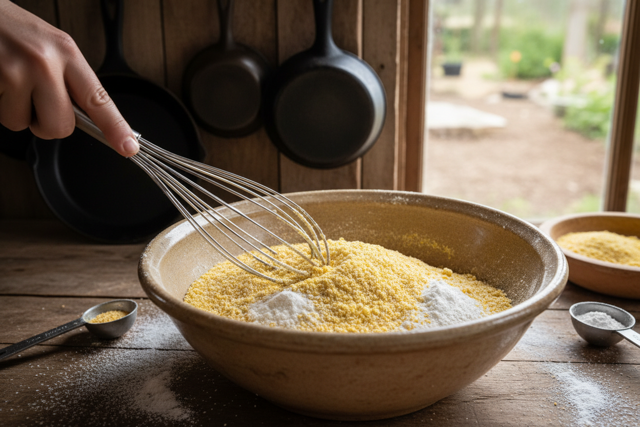 Southern Cornbread Recipe In A Cast Iron Skillet preparation step 1