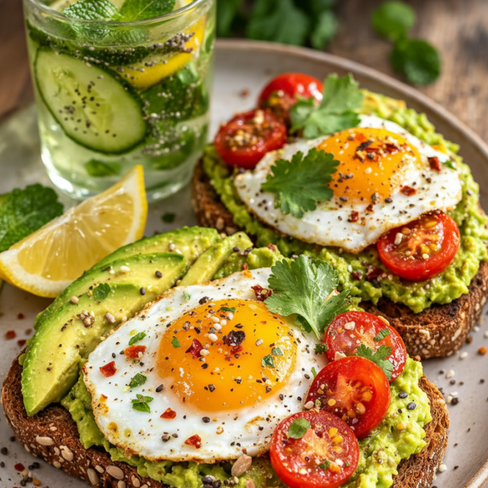 Healthy Avocado Toast & Morning Cleanse Drink for Weight Loss