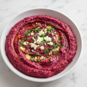 Vibrant Pink Beetroot Dip with Feta & Fresh Herbs