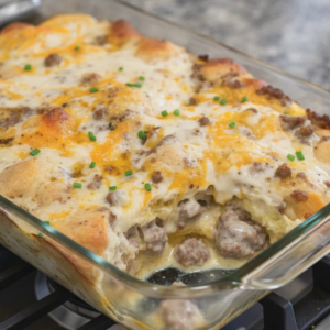 Hearty Biscuits and Beef Gravy Casserole Recipe
