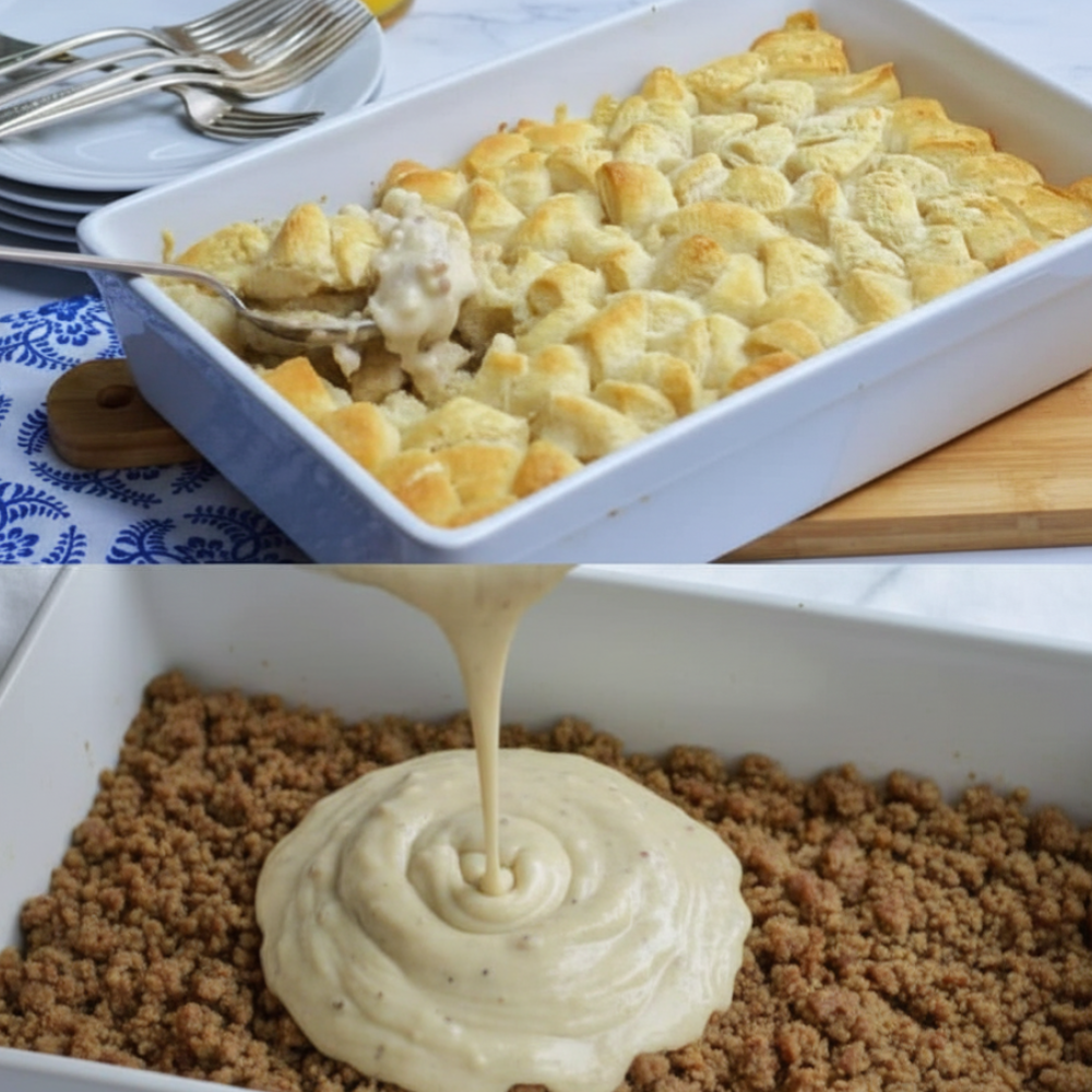 Comforting Beef Breakfast Casserole with Homemade Gravy