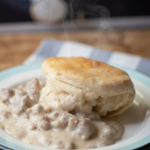 Slow Cooker Beef Sausage Gravy & Biscuits Recipe