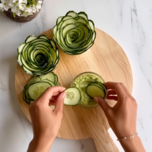 Cucumber Roses Green Dip Recipe | Easy Vegetable Art