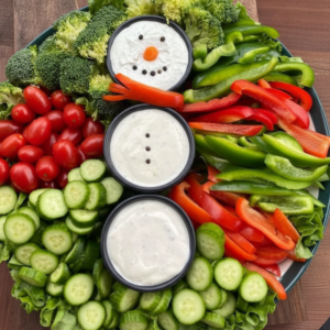 Festive Veggie Board: Snowman Dip & Fresh Bites