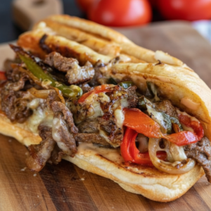 Classic Homemade Philly Cheesesteak Sandwich