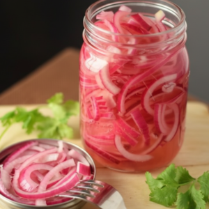 15-Minute Fast Refrigerator Pickled Red Onions with Cilantro