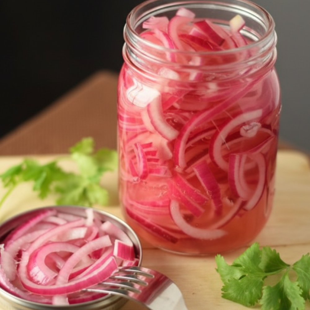 15-Minute Fast Refrigerator Pickled Red Onions with Cilantro
