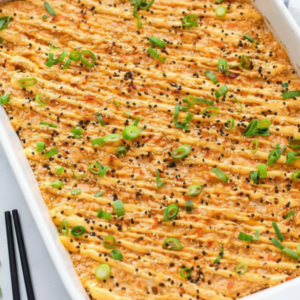 Easy Baked Seafood Sushi Casserole with Cream Cheese