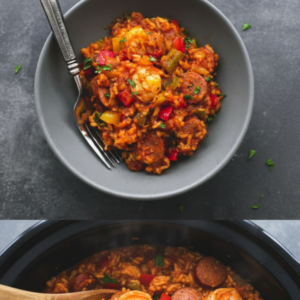 Easy Slow Cooker Jambalaya with Beef and Shrimp